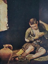 France Antique Postcard Early 1900s Rare Paris Louvre Murillo Beggar Boy Jug 