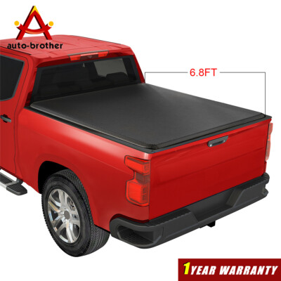 Soft Roll-up Truck Bed Tonneau Cover 6.8FT For 2020-2022 Silverado/Sierra Vinyl