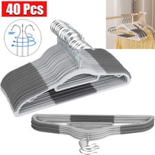 Plastic Hangers 40 Pack Heavy Duty Dry Wet Clothes Hangers Non-Slip Lightweight