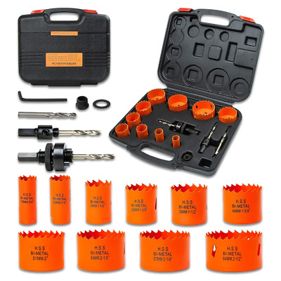 Kit de sierra de corona bimetálica con estuche, uso general, tamaño de 3/4'' a 2