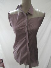 Alysi Pinstripe Button-Up Collared Top Size Small