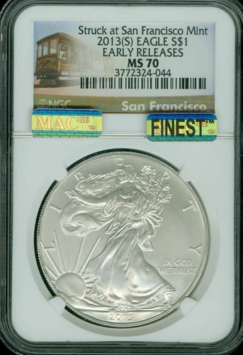 2013 (S) SILVER EAGLE 1 OZ $1 NGC MS70 ERMAC FINEST REGISTRY MAC SPOTLESS *