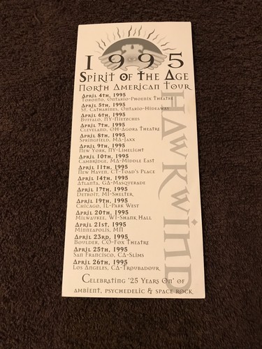 Hawkwind 1995 Spirit Of The Age North American Tour Dates Promo  - Picture 1 of 2