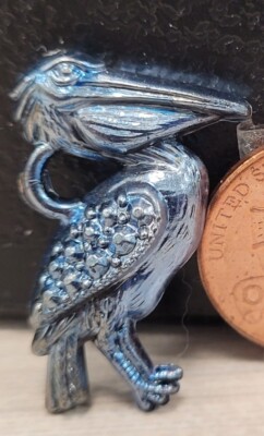 Vintage Eppy Blue chrome PELICAN gumball charm prize jewelry 