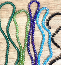 Lot Crystal Beads Faceted Glass Jewelry Craft Green Blue Black AB Rondelle 5-6mm