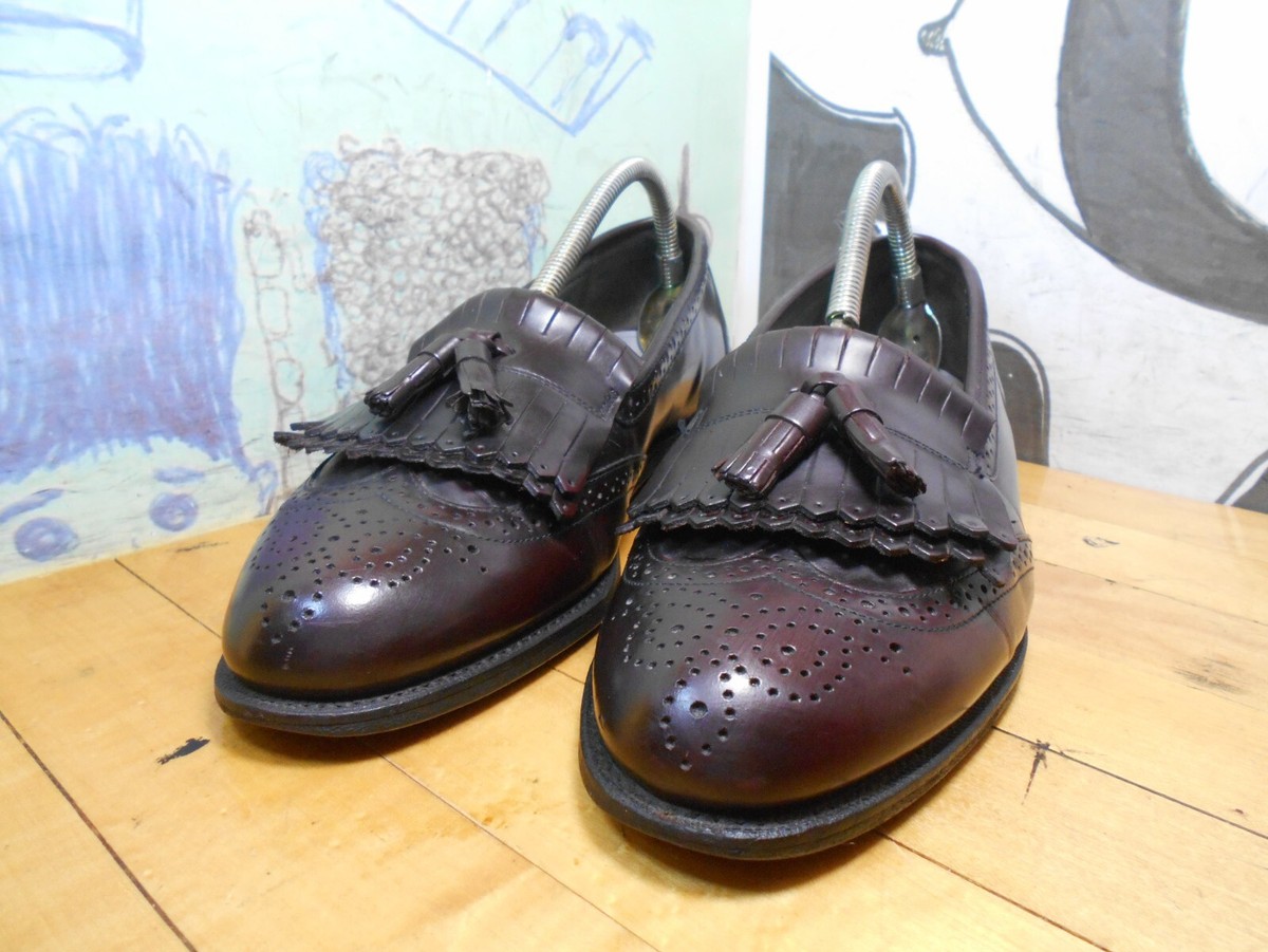 Dexter Burgundy Leather Wingtip Kiltie Tassel Loafers Men