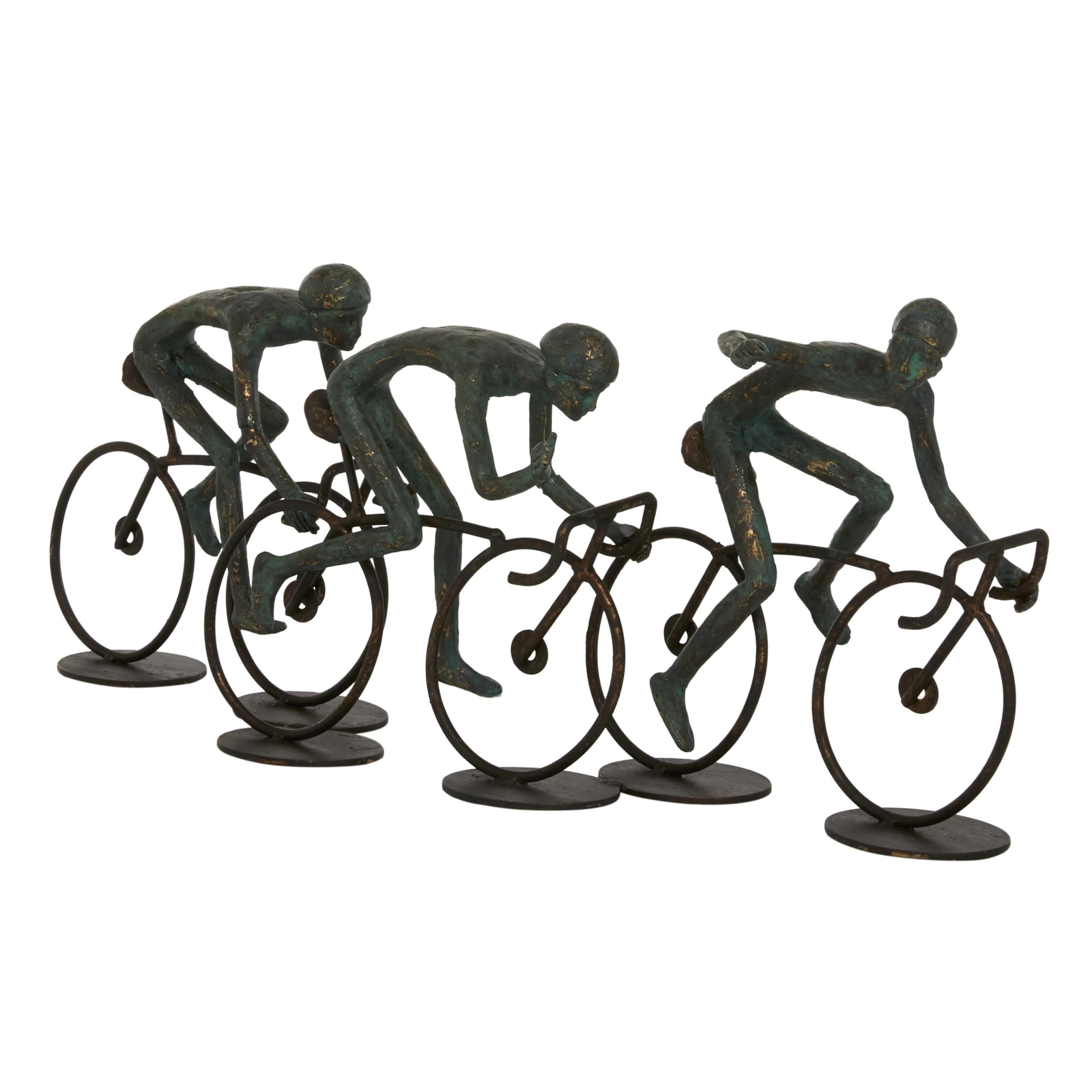 Polystone People Decorative Sculpture Home Decor Statue with Bike, Accent Fig...