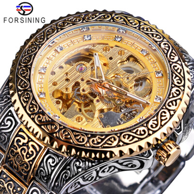 Luxury Diamond Men Watch Skeleton Automatic Mechanical Wristwatch Carved Watches