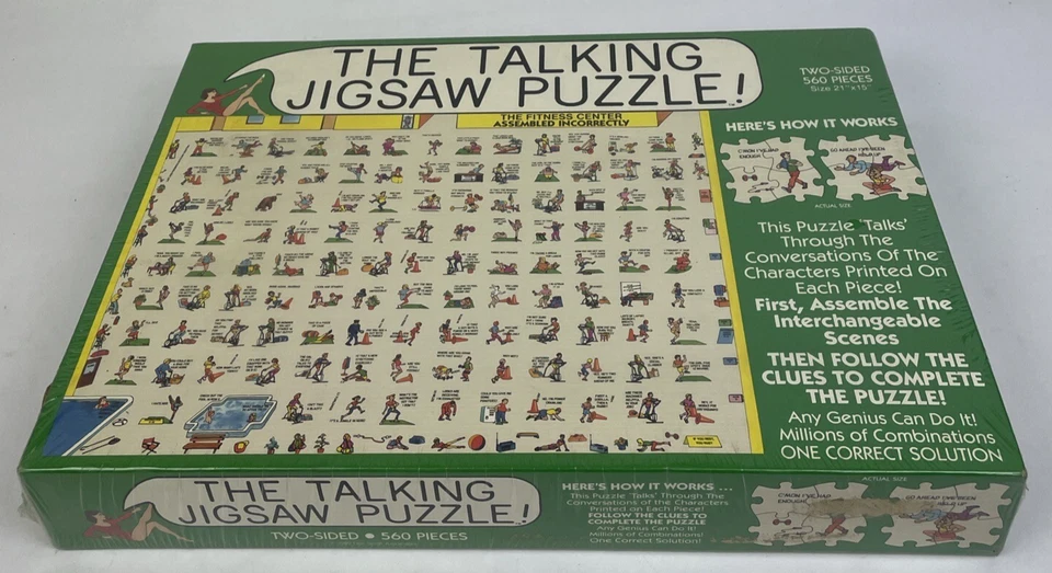 Talking Jigsaw Puzzle The Fitness Center 560 Pieces Two Sided 1991 Buffalo PZZL - Image 3 of 4