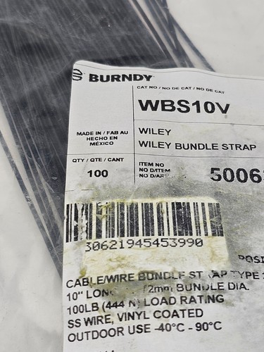 ( QTY 100 ) BURNDY WBS10V 10" LONG WILEY CABLE/WIRE BUNDLE STRAP 50063911 - 第 3/5 張圖片