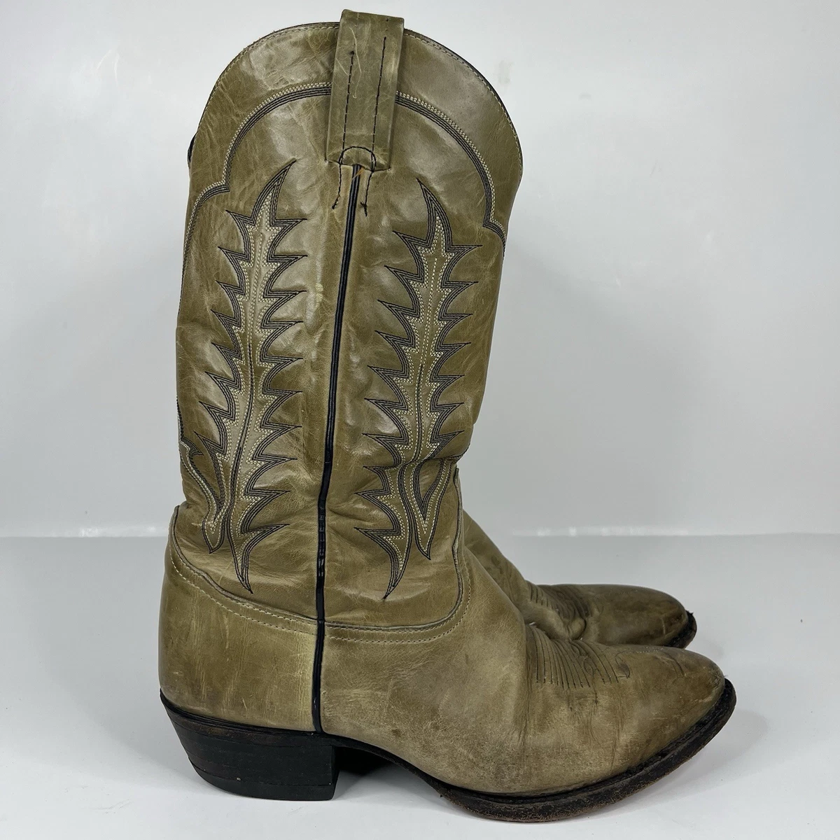 VTG TONY LAMA Boots Mens 8.5D Embroidered 6701 Green Black Rodeo Cowboy Tony Lama Green Boots for Men for Sale | Shop New & Used  main image 2