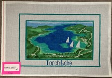 Handpainted Needlepoint Canvas  Torch Lake Michigan   Read Description 