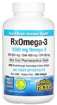 Natural Factors, Rx Omega-3, 240 Weichkapseln (630 mg pro Weichkapsel) - Bild 1 von 2