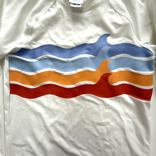 Hanna Andersson White Long Sleeve Rash Guard Colorful Waves Size 6-7 - Picture 4 of 9