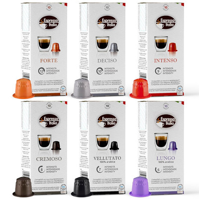 ESPRESSO ITALIA Capsules Compatible w Nespresso Machines 100 Count - VARIETY PAC