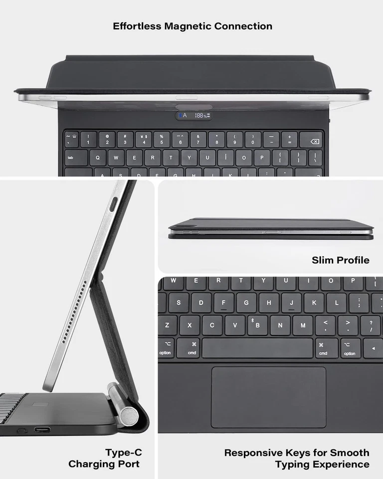 A2C Keyboard Case iPad Pro 13-inch (M4, 2024), iPad Pro 13 Keyboard w/ Backlit - Image 2 of 4