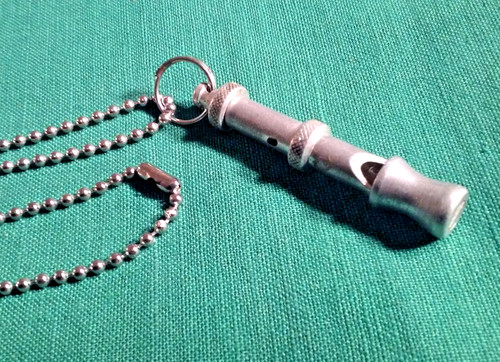 Vintage Aluminum 2" DOG Animal Whistle w/ 24" Ball Chain Pitch/Tone Adjustable