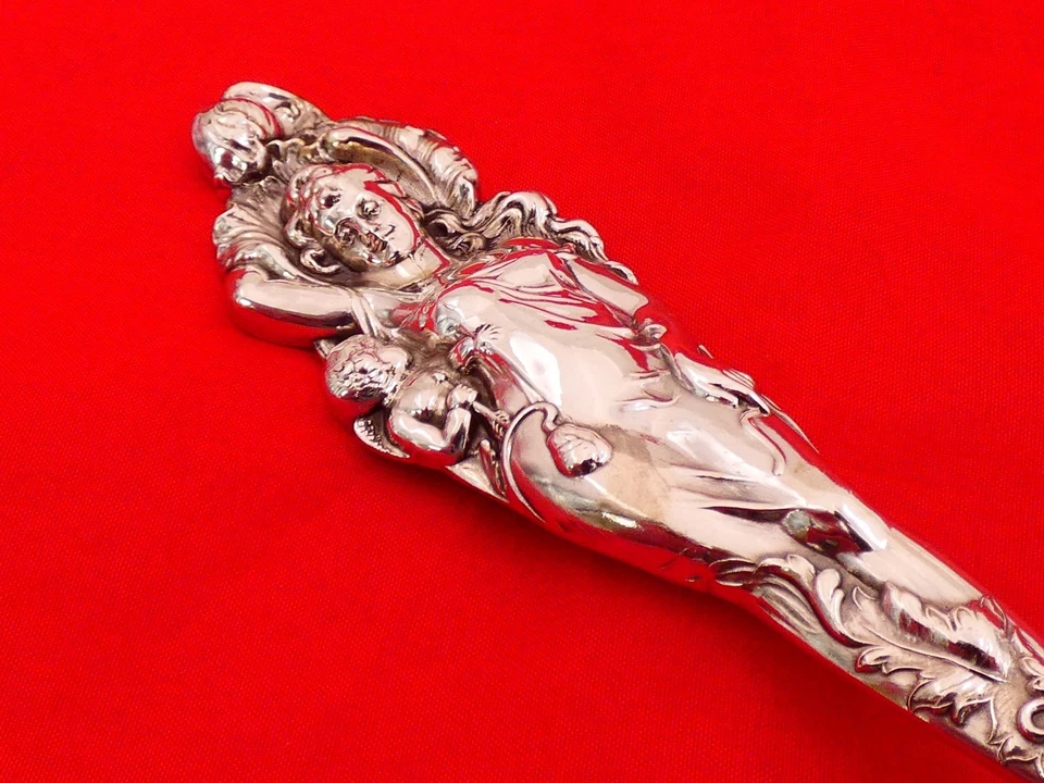 Tenedor para servir verduras masivas desarmado amor plata esterlina Reed & Barton OU-19 Foto 3 de 4