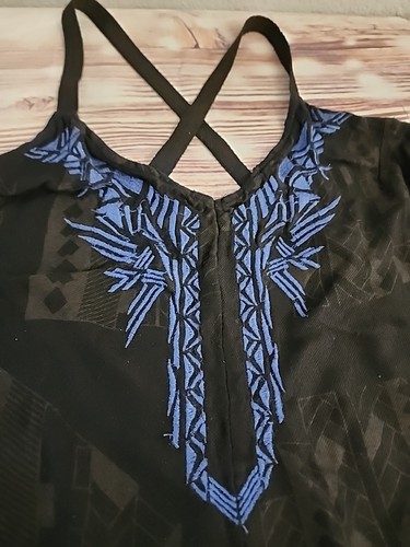 O’Neill x Cynthia Vincent Romper M Black Blue Embroidered Festival Boho Hippie - Picture 5 of 11