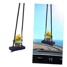 Swinging Duck Car Hanging Ornament, Cute Car Rearview Mirror Swim Ring Style