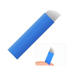 Microblading Needles,50pcs Blue Microblades with 0.18mm Diameter for Semi Per...