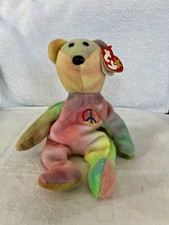 *RARE* Ty Beanie Baby "Peace" The Bear MWMT and LONGER Neck, MULTIPLE Tag Errors