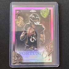 🔌IU 2025 TOPPS CHROME FOOTBALL FORTUNE 15 PINK REFRACTOR /250 LAMAR JACKSON