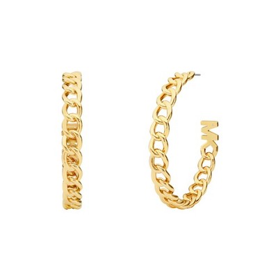 Michael Kors Womens 14K Gold-Plated Curb Chain Hoop Earrings
