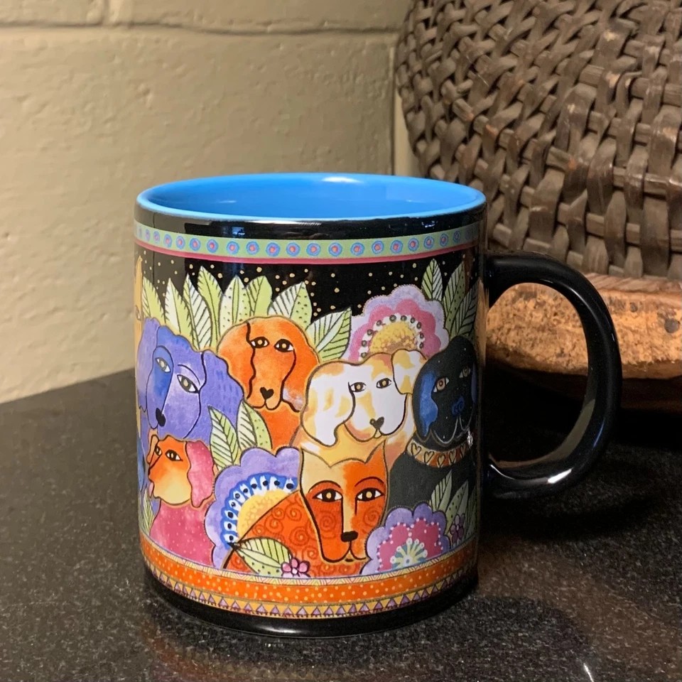 Taza de cerámica Laurel Burch Canine Clan Mythical Dogs 4" con caja impecable #3100 Foto 2 de 4