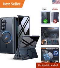 Luxury Z Fold 7 Case with Built-in Privacy Screen Protector Kickstand - Black