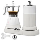 Vaolvpant Electric Espresso Machine with Milk Frother 2 in 1 3 Cup, White