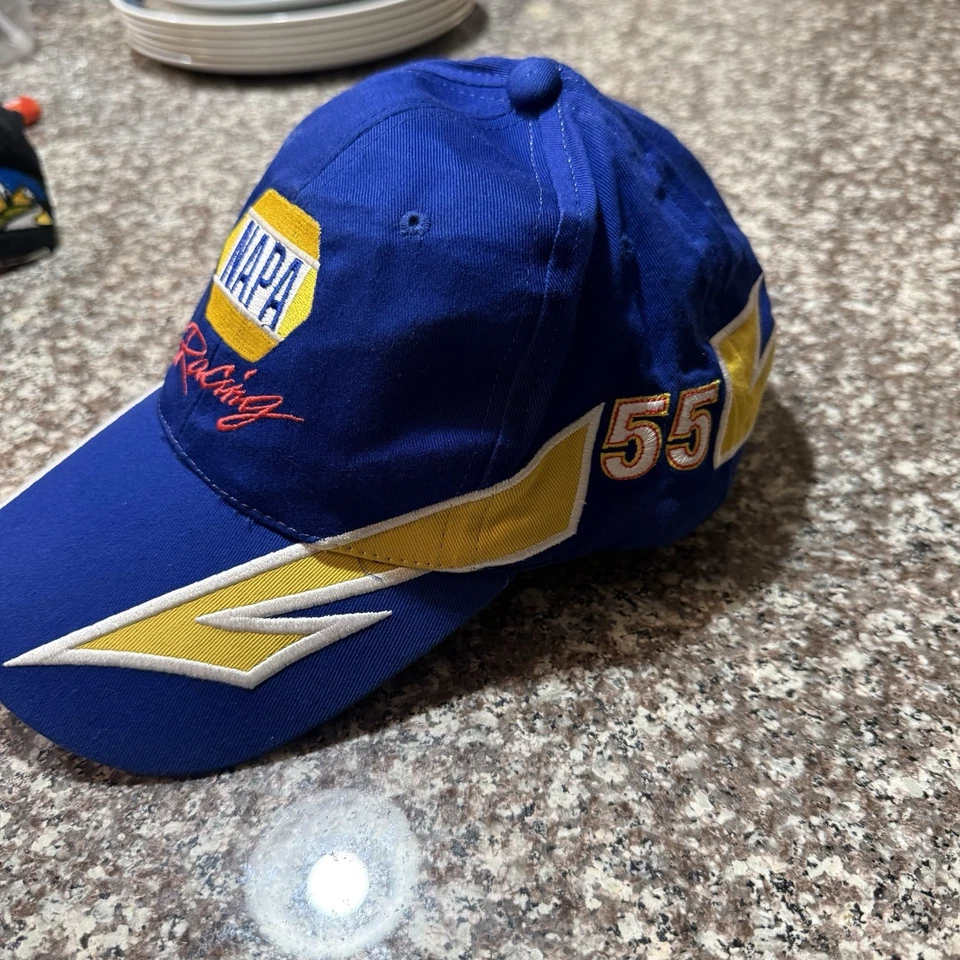 NAPA Racing Michael Waltrip #55 Nascar Toyota azul amarillo rayo sombrero  Foto 4 de 4