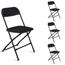 Plastic Folding Stackable Chairs Seat Office Home Event Wedding Black/White