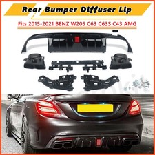 Rear Bumper Diffuser Lip Tailpipe Tips Wled For 15-21 Benz W205 C63 C43 B Style