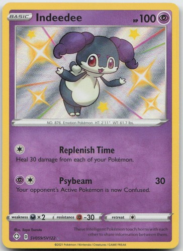 Indeedee SV059/SV122 Shiny Rare Shining Fates Shiny Vault Pokemon TCG Holo NM