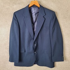 Vintage Haggar Jacket Mens 42R Blue Striped Blazer Two Button Washable Suit Coat