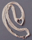 Sterling Silver Necklace Multi Chain Stationary Heart Pendant 17" OTC ITALY — photo 2