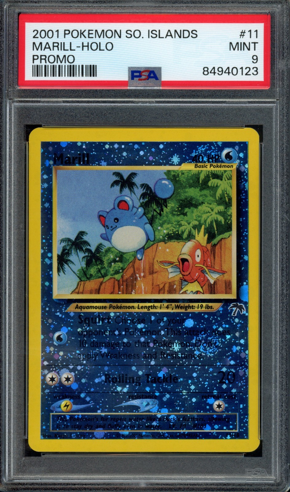 Pokemon Marill Holo 2001 Southern Islands Promo #11 PSA 9 Mint