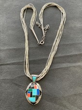 Carolyn Pollack southwestern 10 strand sterling silver necklace multi gemstone