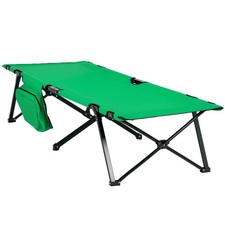 Campingbett Breite klappbar Einzelperson Seitentasche Oxford Grün+Schwarz