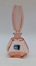 Pink ACC Lead Crystal Perfume Bottle w/ Stopper Germany Vintage Vanity Decor