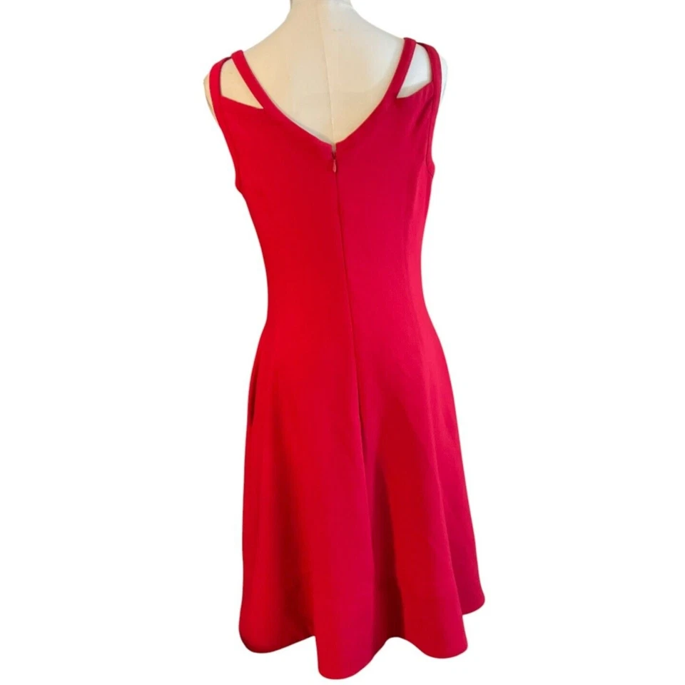 Vestido rojo White House Black Market para mujer 4 corte ajustado y acampanado escote línea A Foto 2 de 4