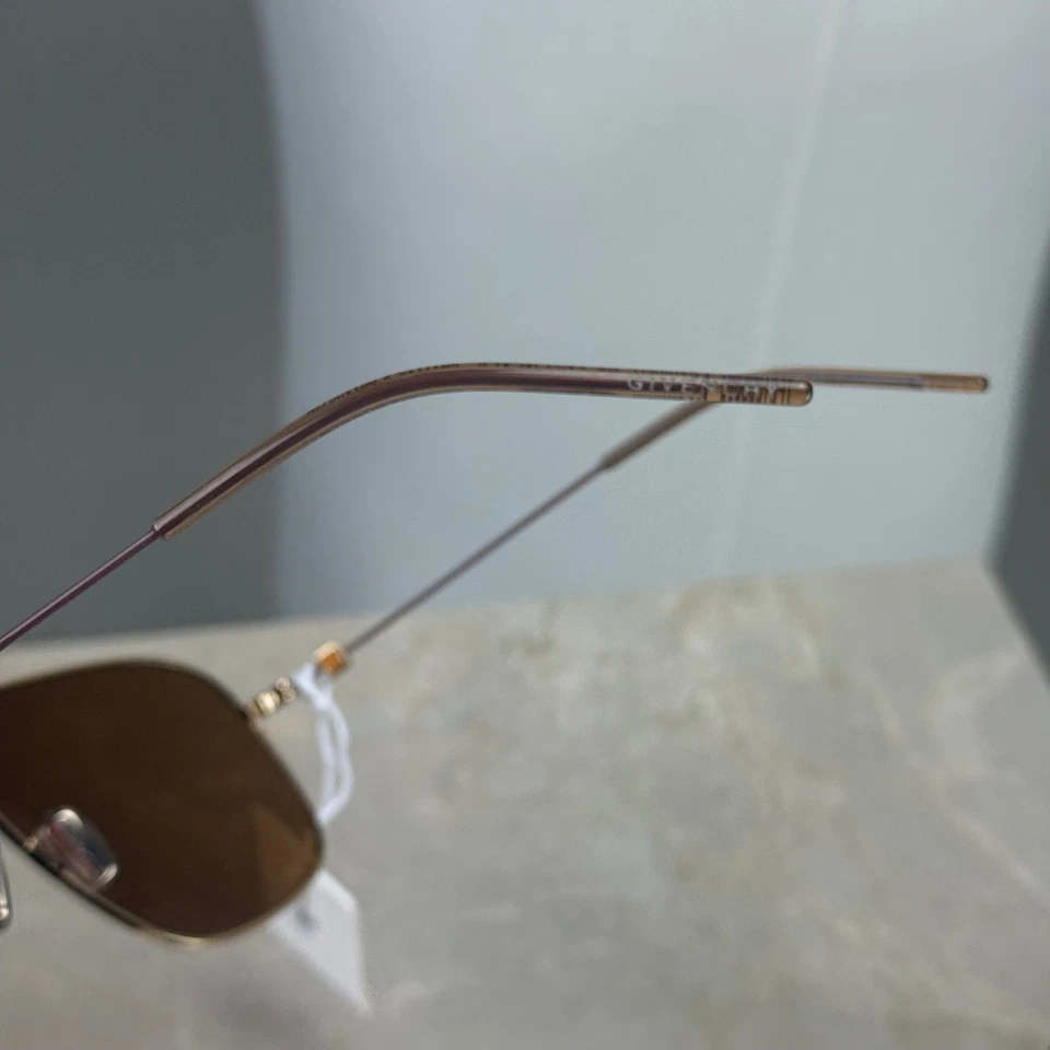 Gafas de sol Givenchy tono dorado marco de metal lentes marrones diseñador aviador nuevas con etiquetas Foto 3 de 4