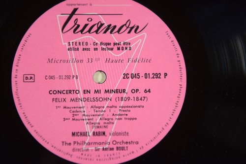 Mendelssohn Tchaikovsky Michael Rabin Gaaliera Concertos Pour Violon LP Trianon - Imagen 3 de 5
