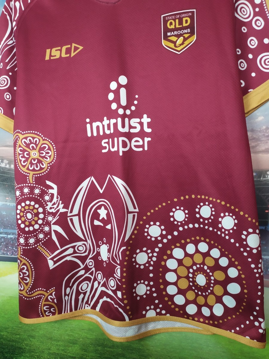 QLD Maroons Jersey Rugby Shirt Multicolor ISC Polyester Mens Size