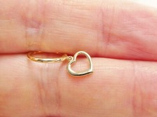14K REAL SOLID YELLOW GOLD CLICKER CARTILAGE HEART DANGLING DAITH NOSE PIERCING