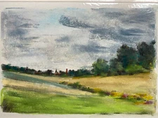 Franz Ehmke *1928-2018 Berlin Pastel Wiesenfließ near Mühlenbeck Nature Sign