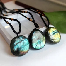 Delicate Natural Labradorite Pendant Crystal Necklace Healing Stone Necklace