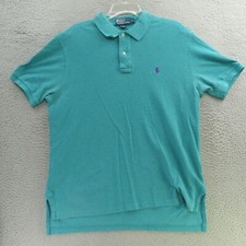 Ralph Lauren Polo Shirt Mens Large Green Short Sleeve Purple Pony Golf
