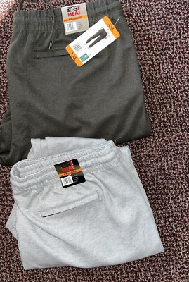 32 Degrees Heat Drawstring Straight Leg Pants, Gray XXL & GREEN